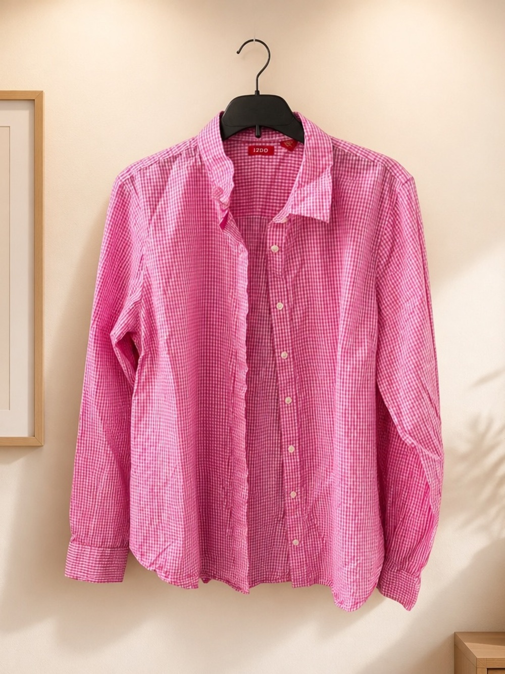 Izod Pink Gingham Button-Down Shirt